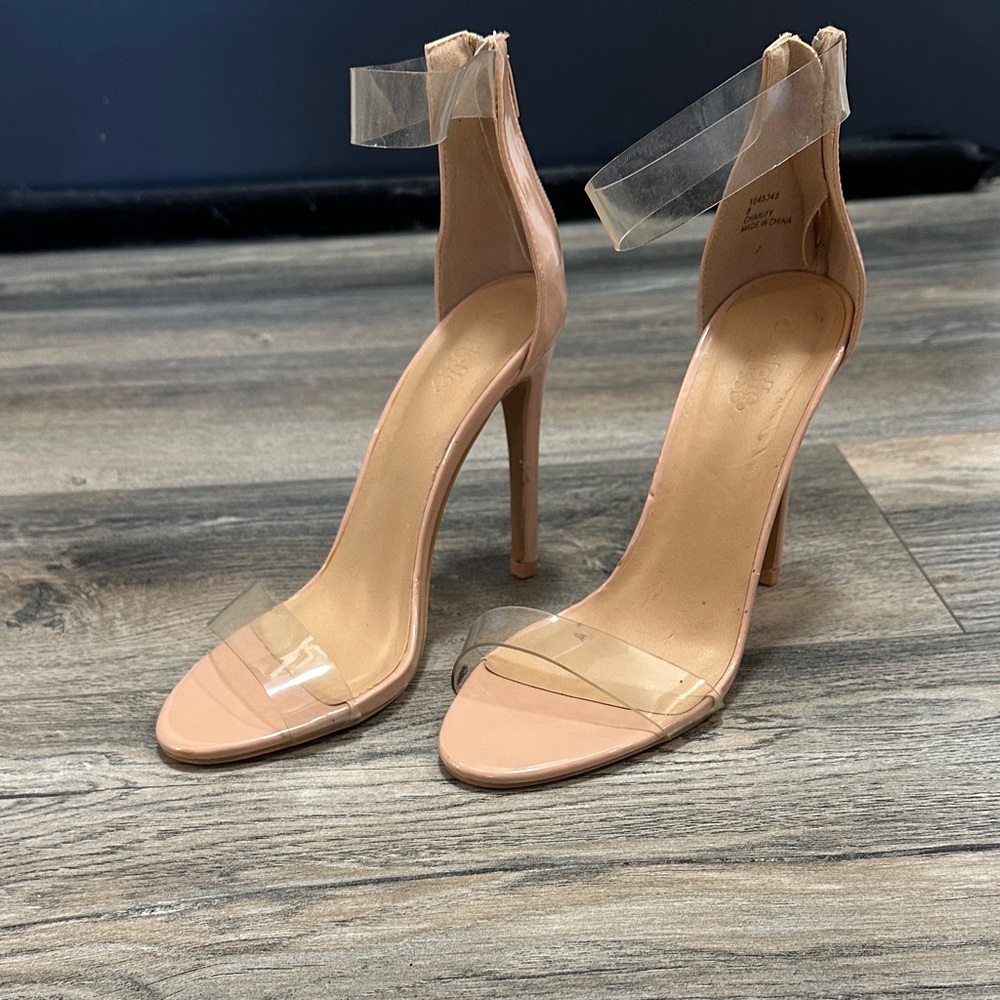 Elegant Nude Heels with Clear Straps